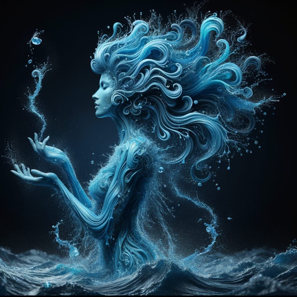 Female Water Elemental with Rippling Water Effect