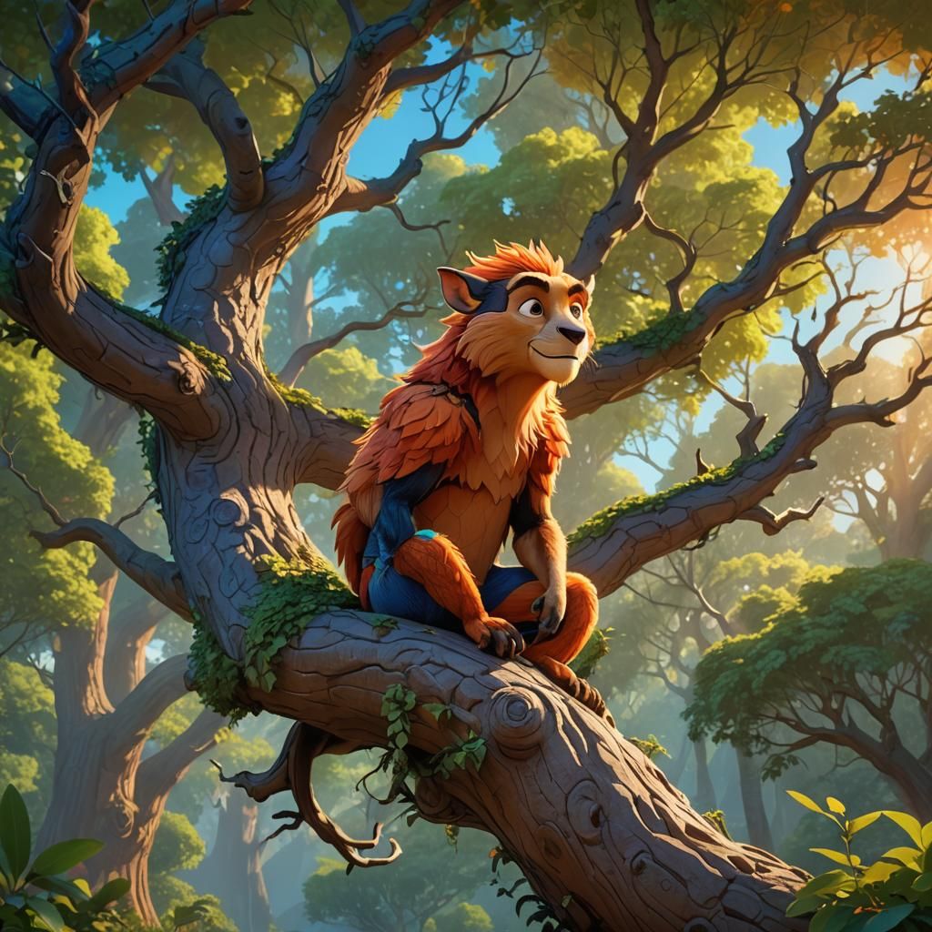 Creature in Colorful Forest, Pixar-Style 3D Art