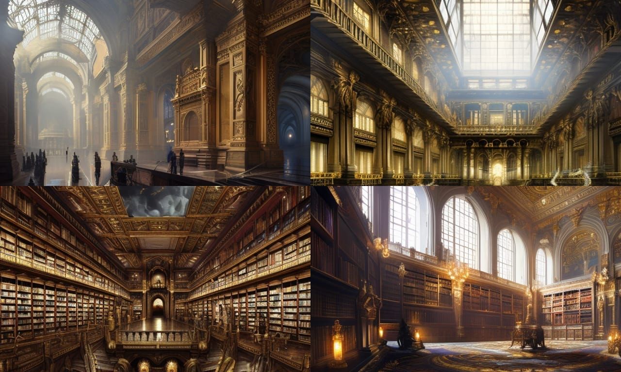 Majestic Royal Library: Opulent Concept Art