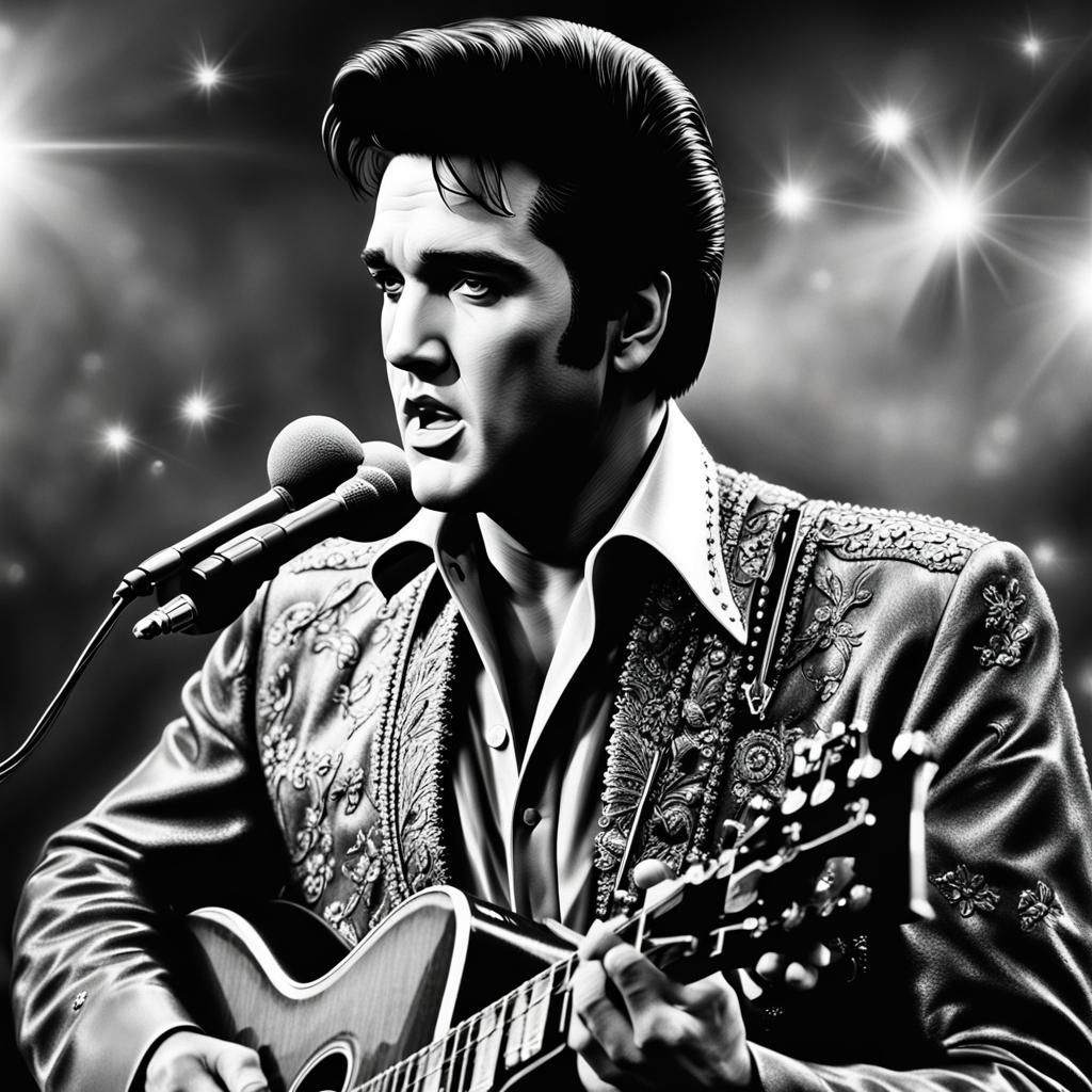 Hyperrealistic Portrait of Elvis Presley in Sharp Focus