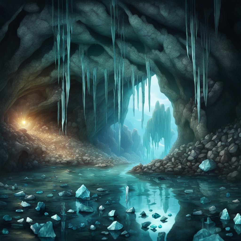 Mystical Crystal Cave Destruction in Medieval Fantasy