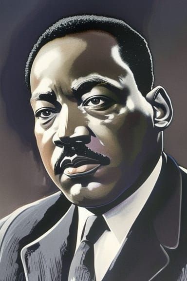 MLK Portrait in Mixed Media Gouache Style