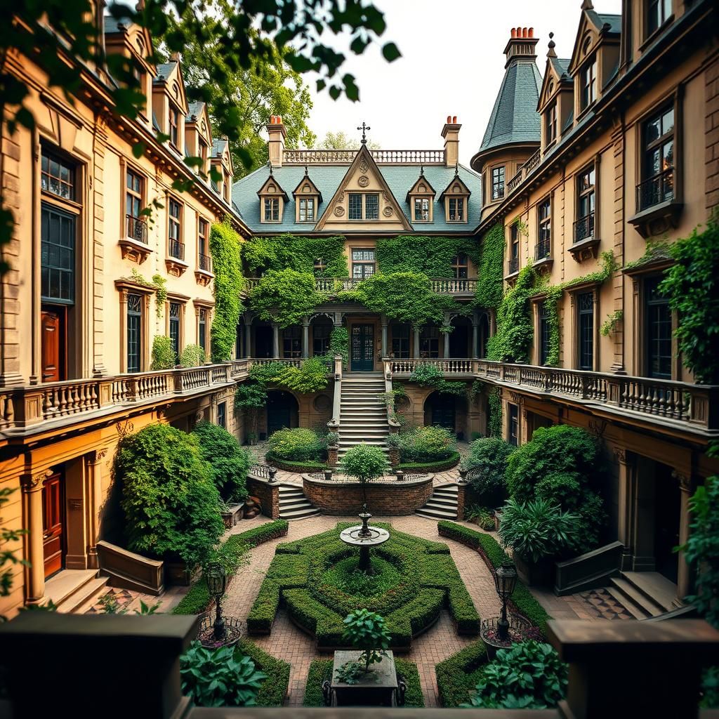 Victorian Estate with Lush Garden, Fine Art Photography