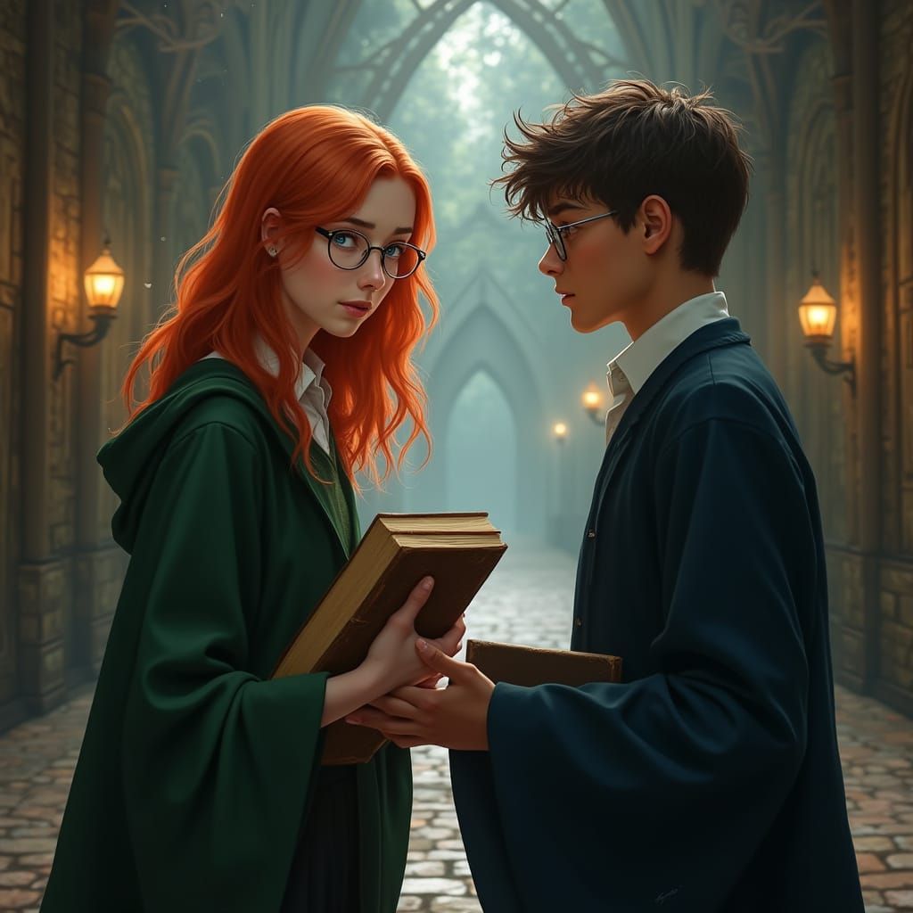 Slytherin Beauty Shuns Ravenclaw Suitor in Hogwarts Hallway