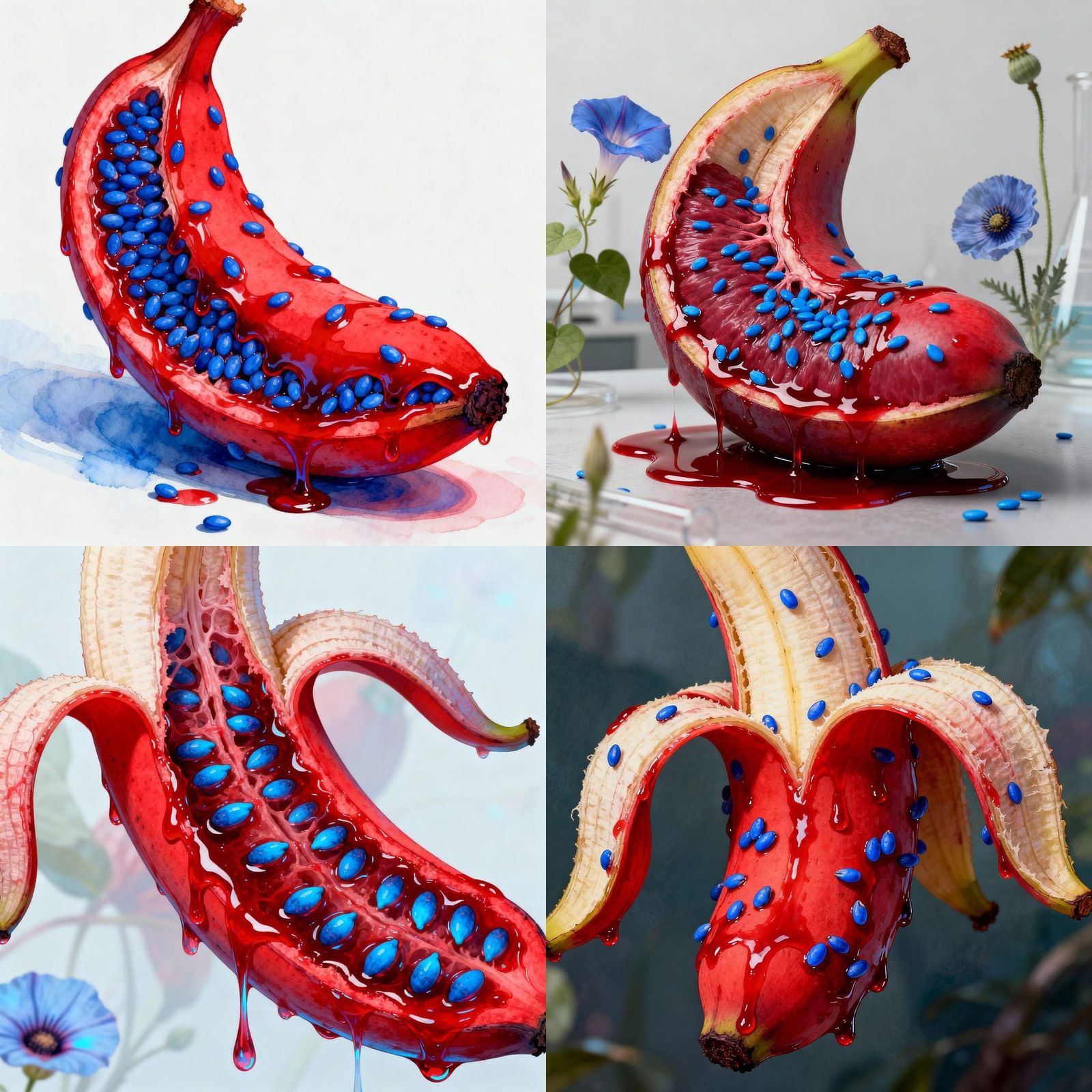 Bizarre Hybrid Fruit With Banana and Poppy Elements