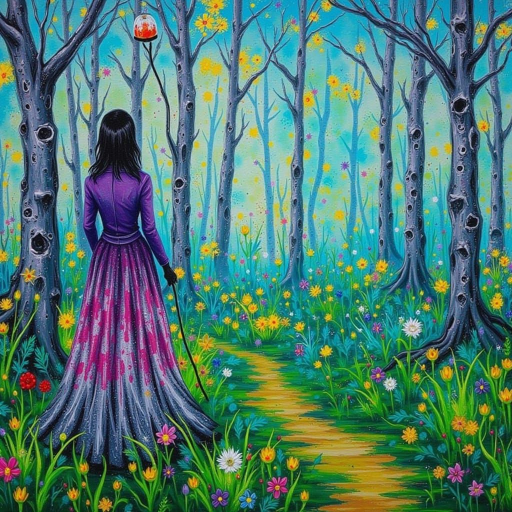 Vibrant Eden in Dark Waterscape