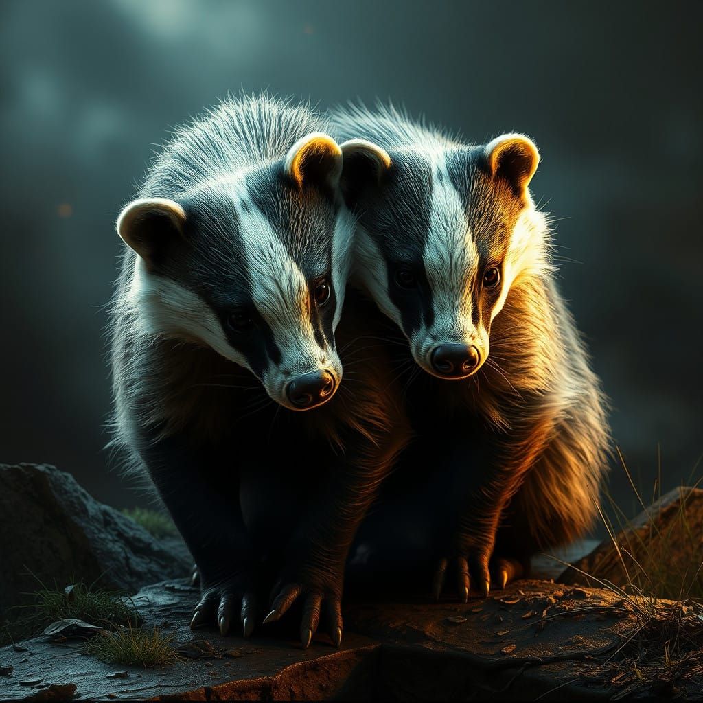 Two-Headed Badger in Epic Cinematic Style