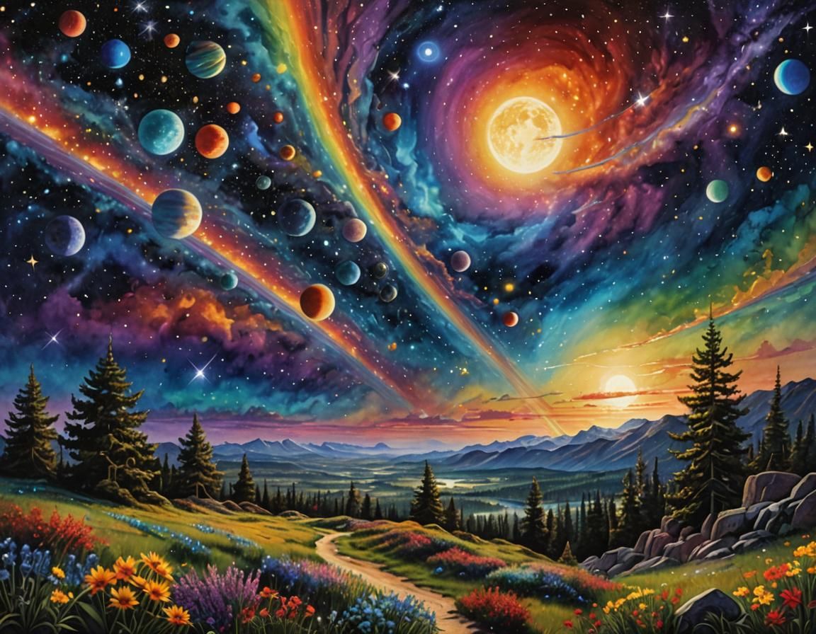 Cosmic Horizon: Rainbow Nebulae at Universe Edge