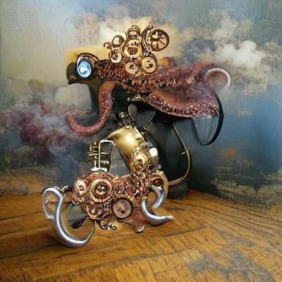 Steampunk Octopus with Intricate Mechanical Details