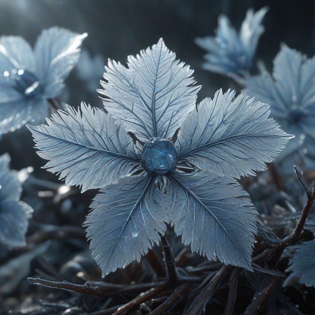 Frozen Petals and Ice Flowers in Detailed Macro Photography