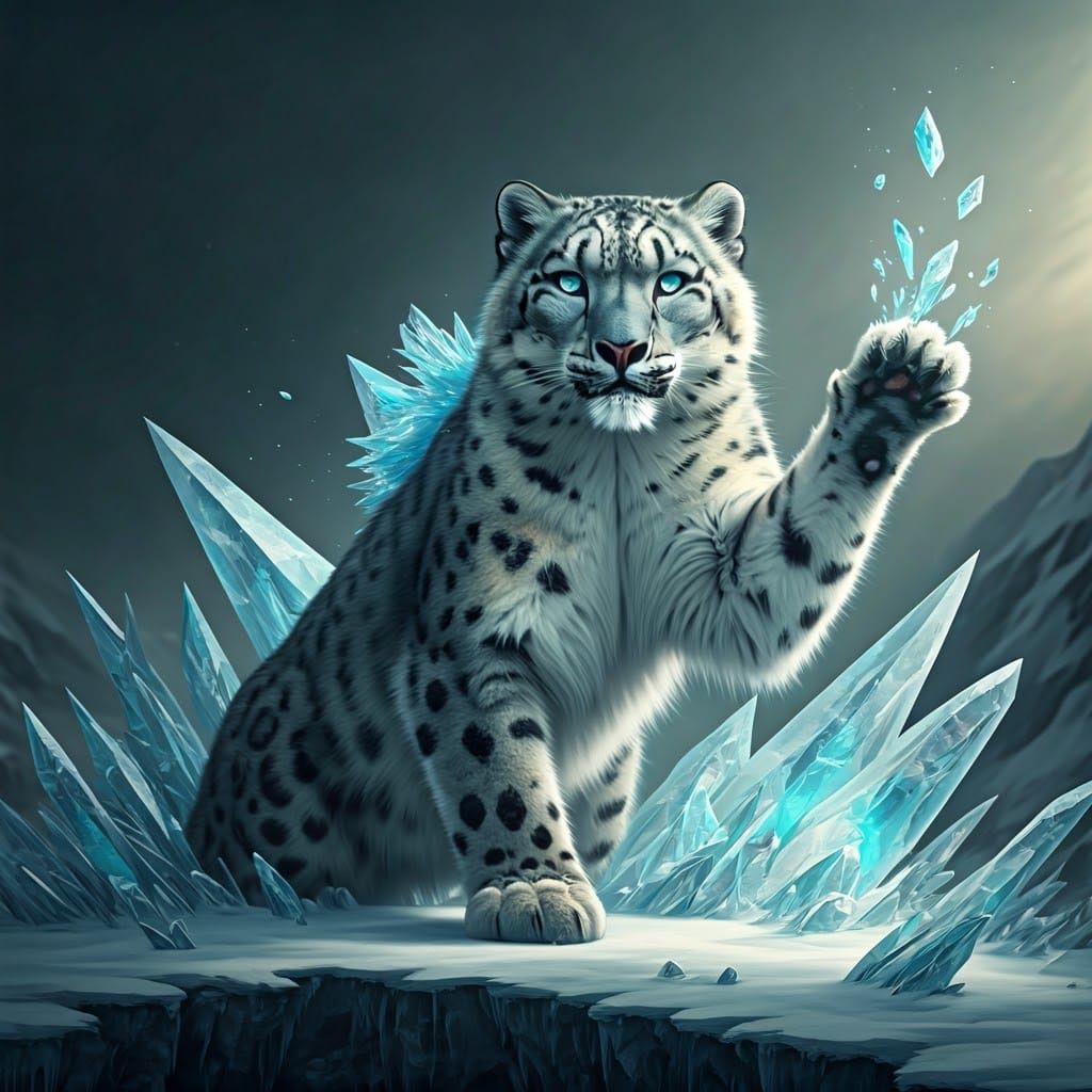 Snow Leopard Amidst Frozen Winter Wonderland