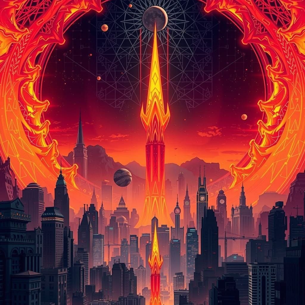 Surreal Solarpunk Cityscape in Möbius Shape