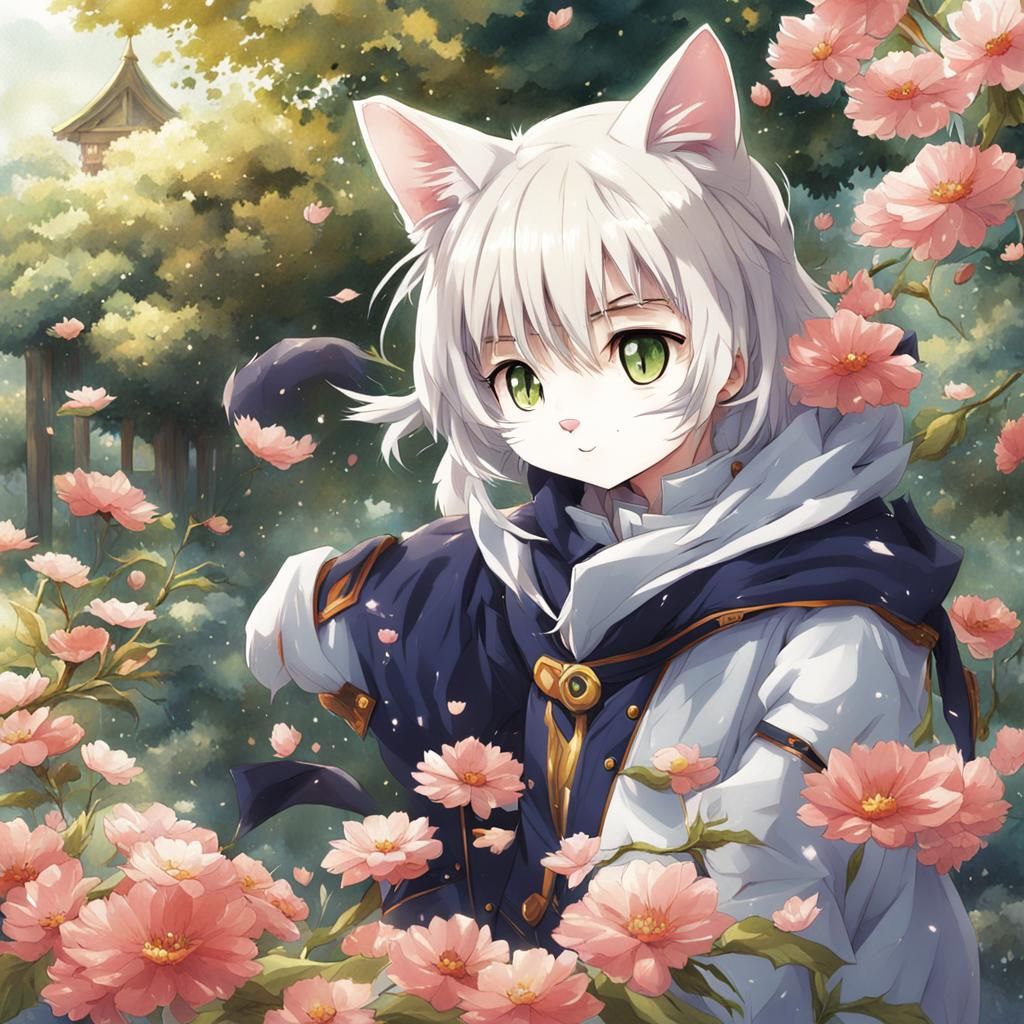 Anime Style Cat in Japanese Manga