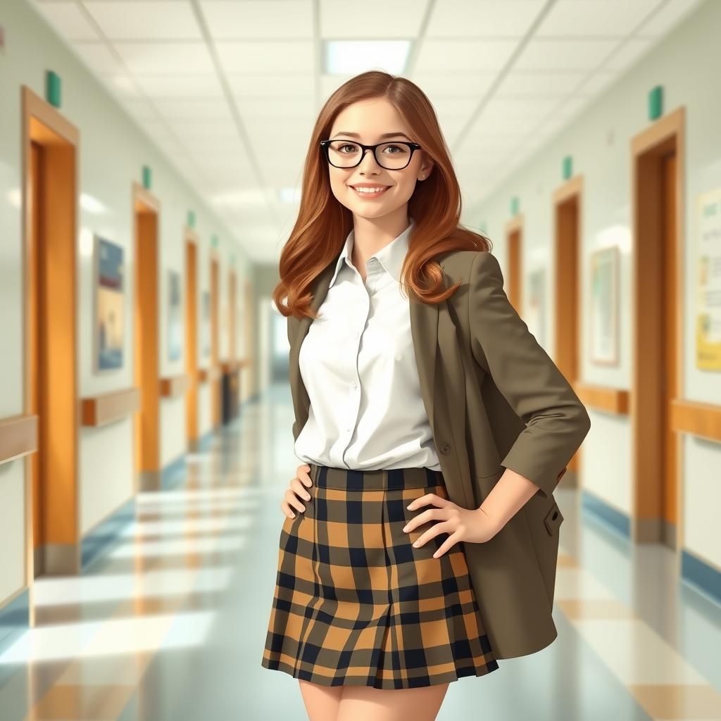Preppy High School Girl in Classic American Style