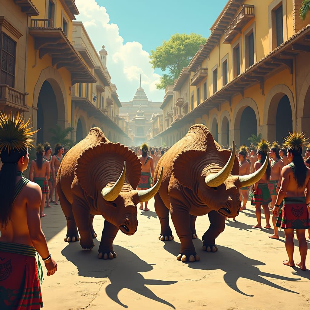 Aztec Town Celebrates Triceratops Parade