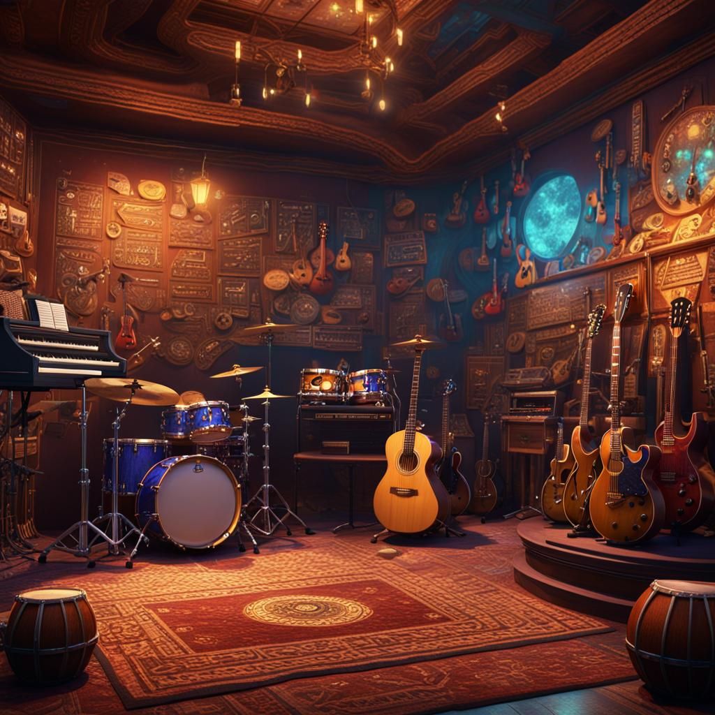 Egyptian Music Club Interior: Detailed Matte Painting