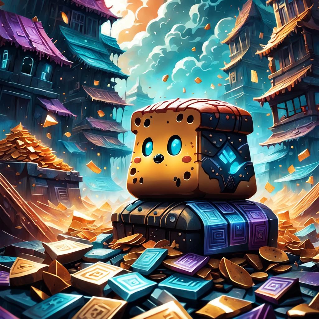 Sad Bread Loaf in Surreal Landscape