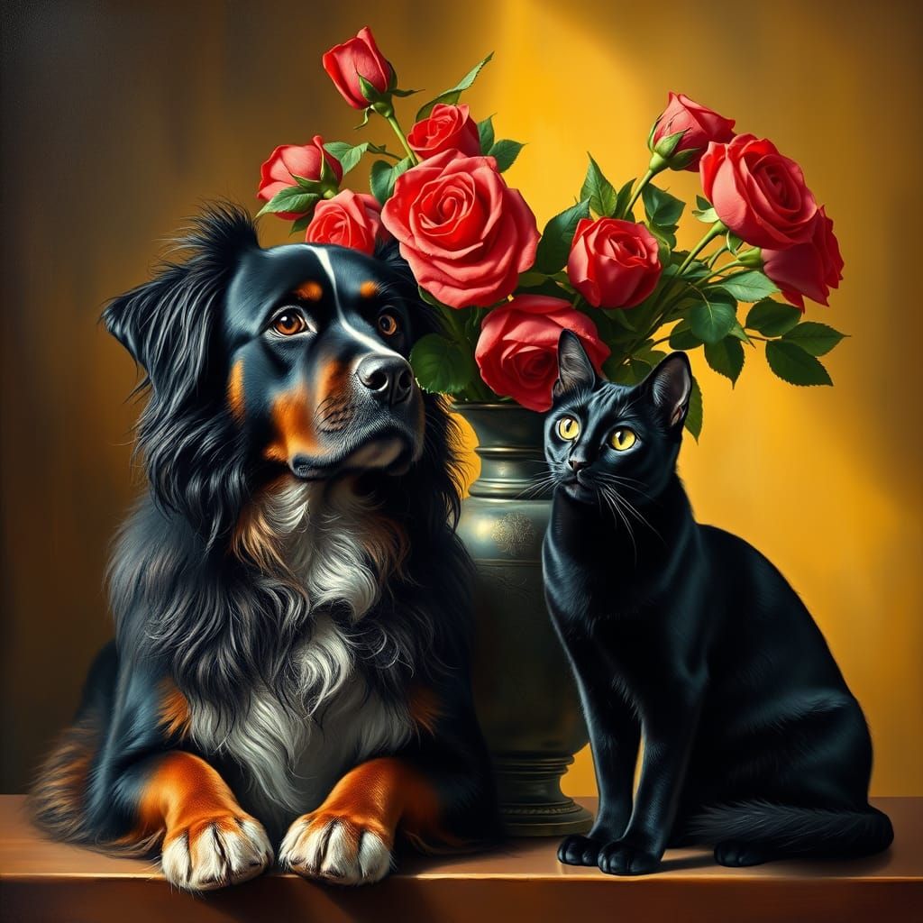 FURRY FRIENDS WITH FLOWERS
