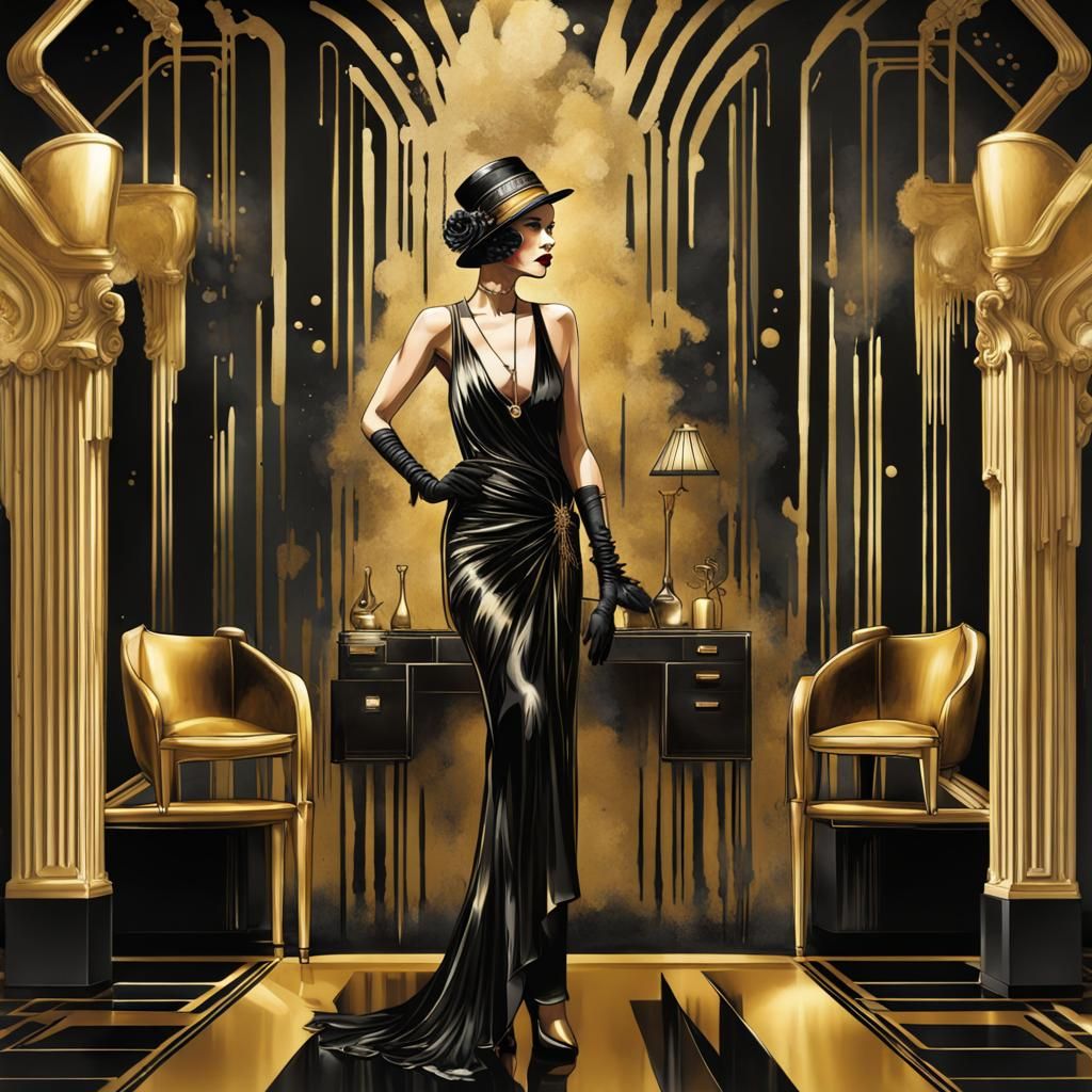 Art Deco Living Room with Jazz Age Woman