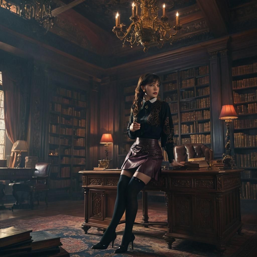 Secretary in Mystical Library: Fantasy Concept Art