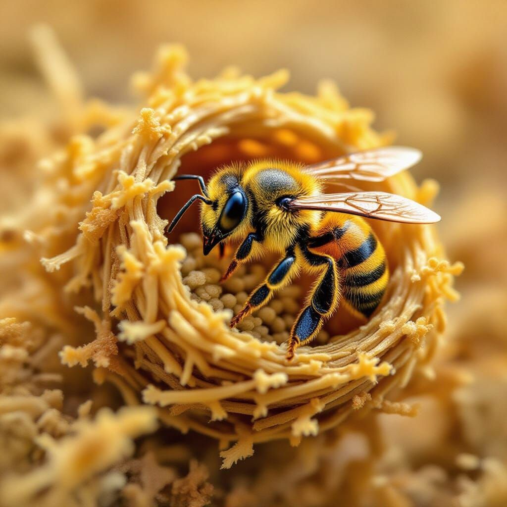 Stingless Bee Building Efficient Honey Collection Nest