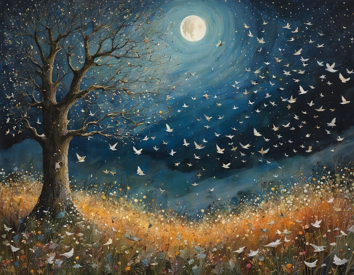 Surreal Birds Disappear into Autumnal Expanse