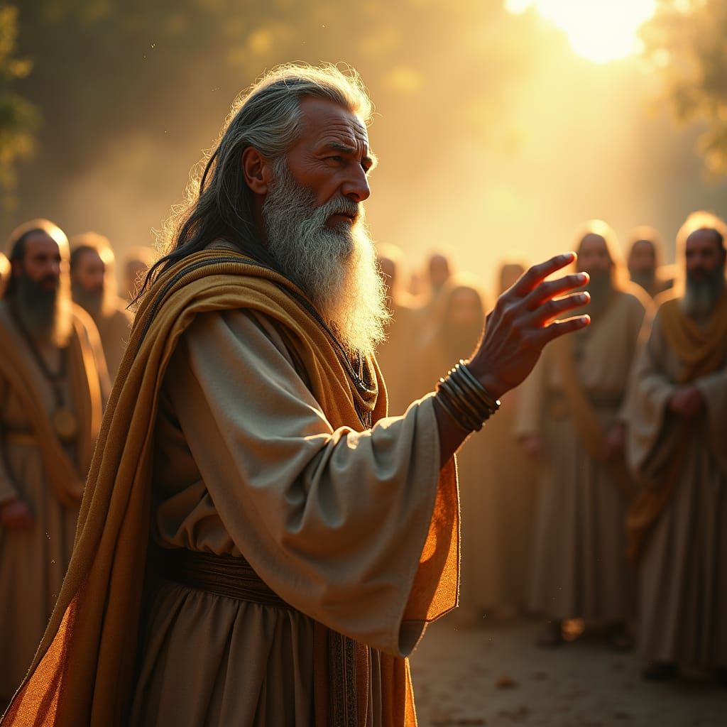 Moses Teaching Men in Hyper-Realistic Matte Painting