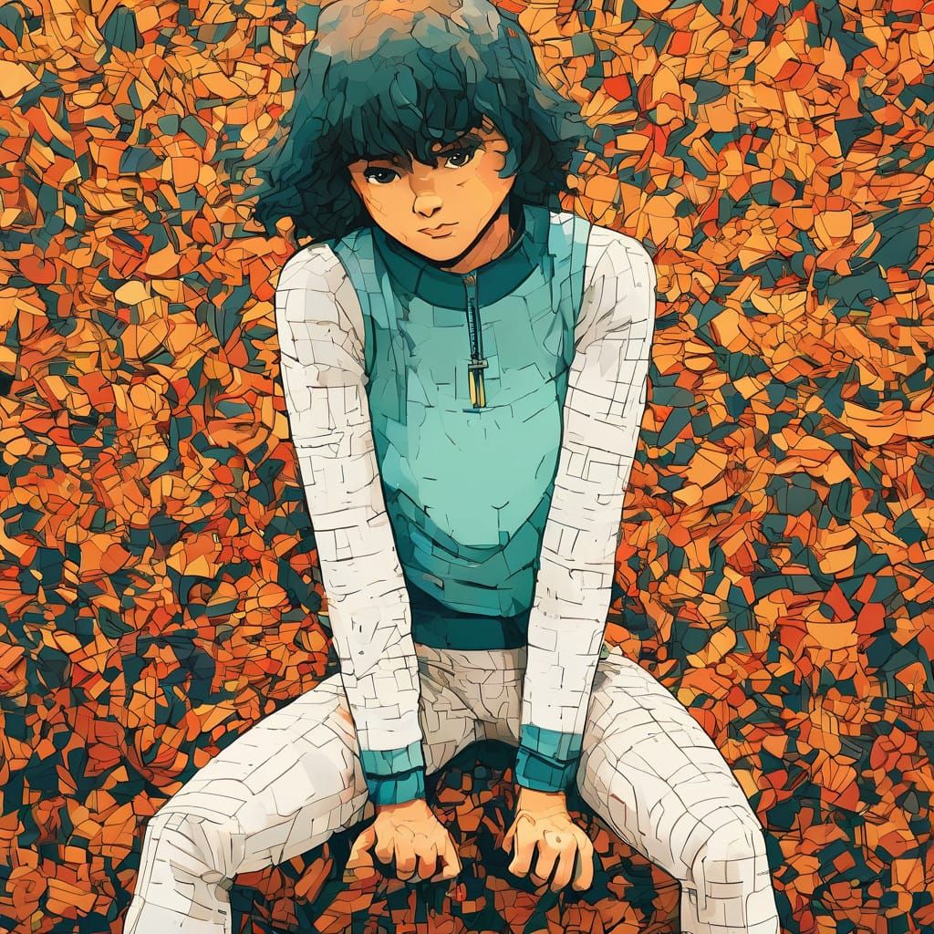 Vibrant Anime-Inspired Portrait of a Curvy Girl