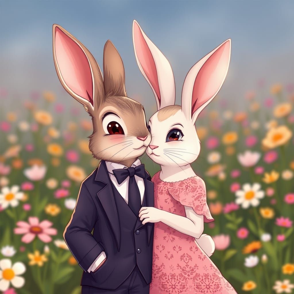 Anime Rabbits in Love, Cel-Shaded Style