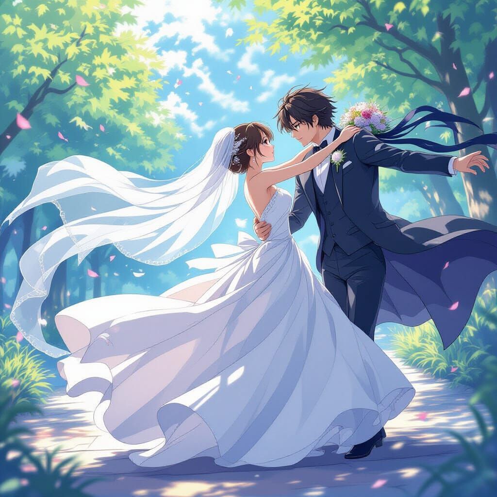 Anime Bride Swept Away by Mysterious Figure