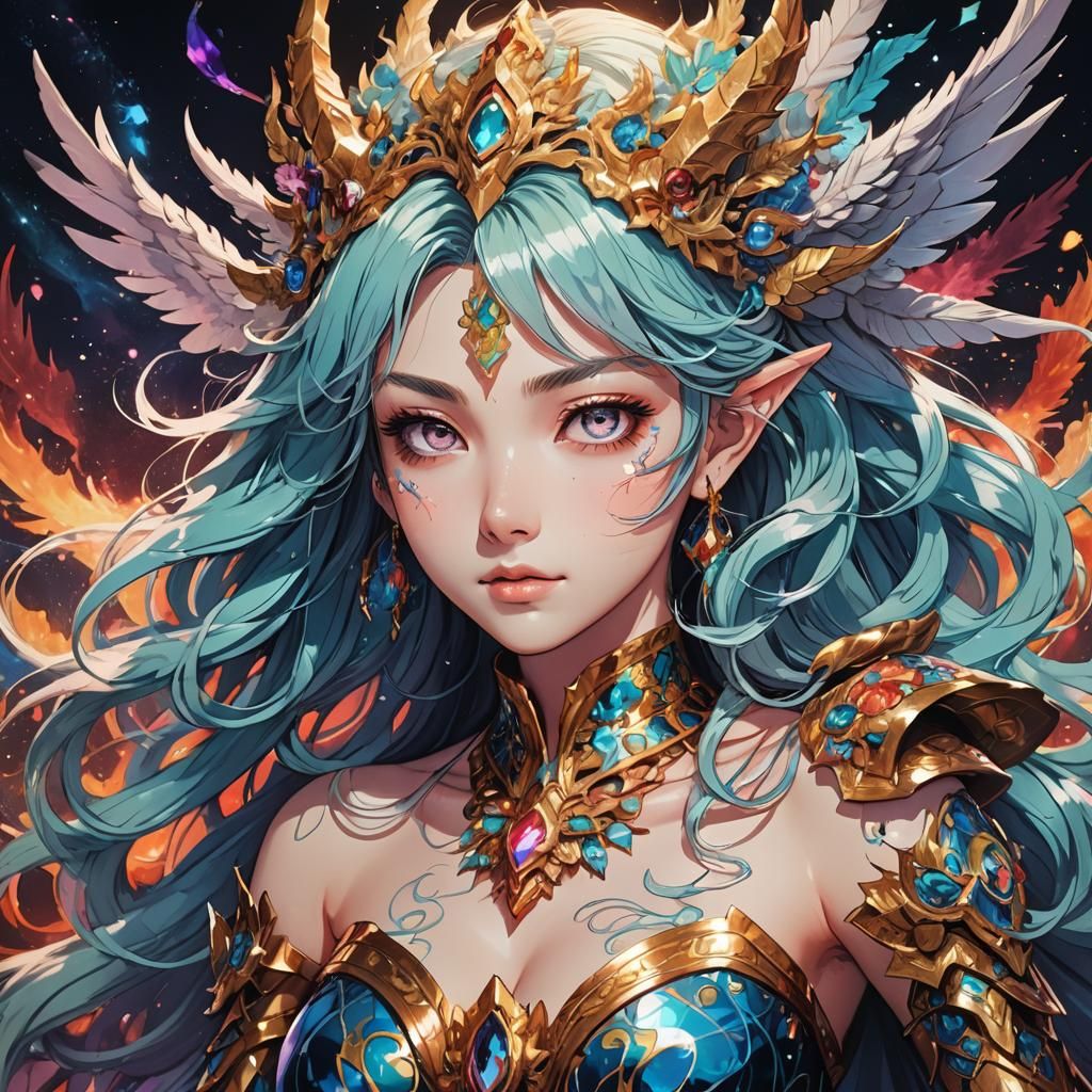 Ethereal Mythical Creature Portrait in Cel-Shaded Style