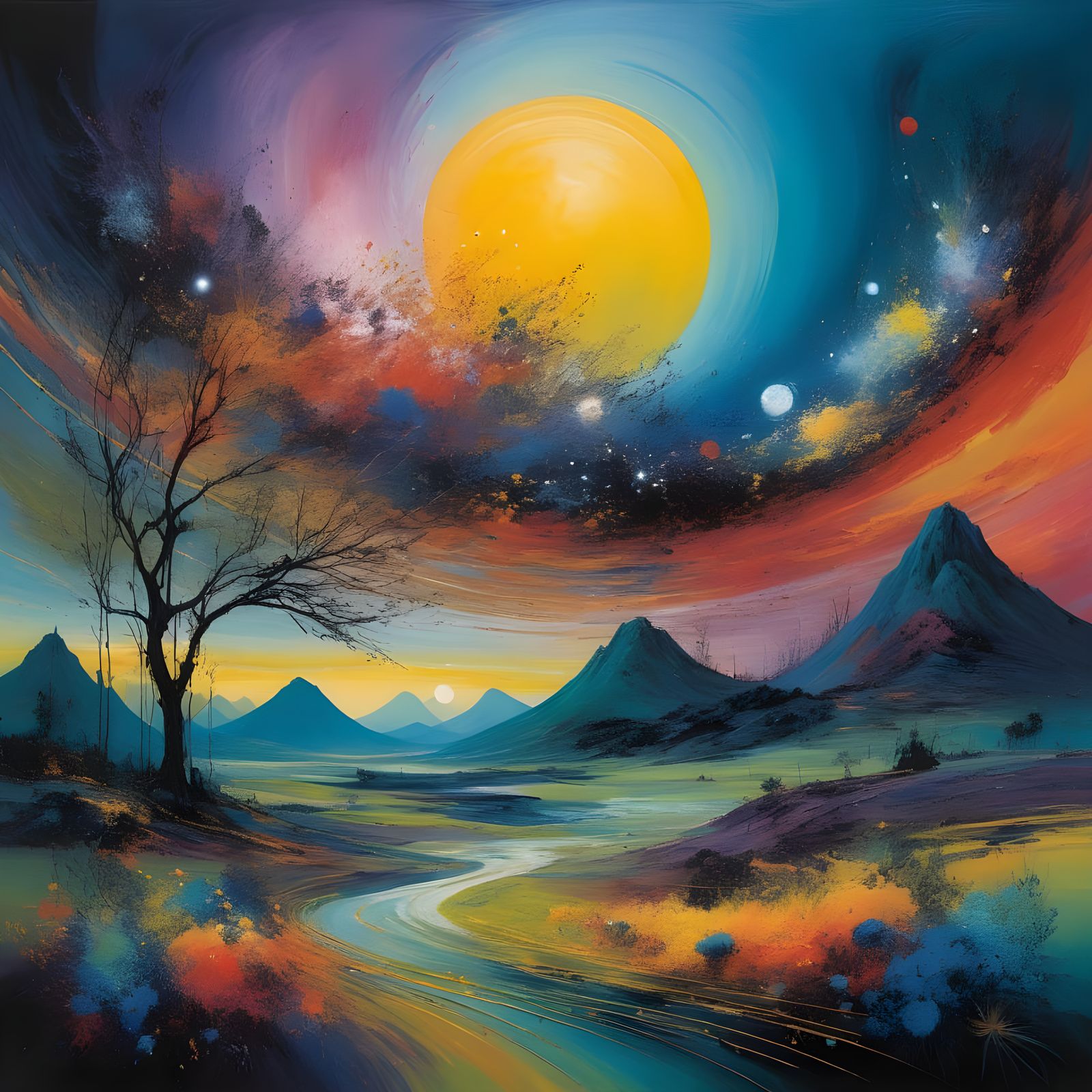 Surreal Cosmic Landscape Artwork