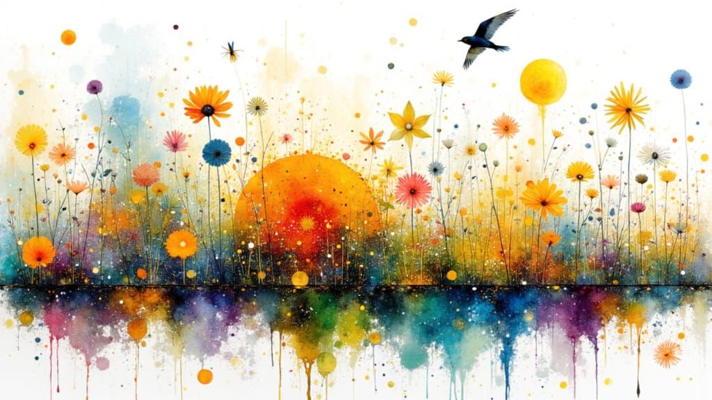 Whimsical Watercolor Dreamscape in Vibrant Hues