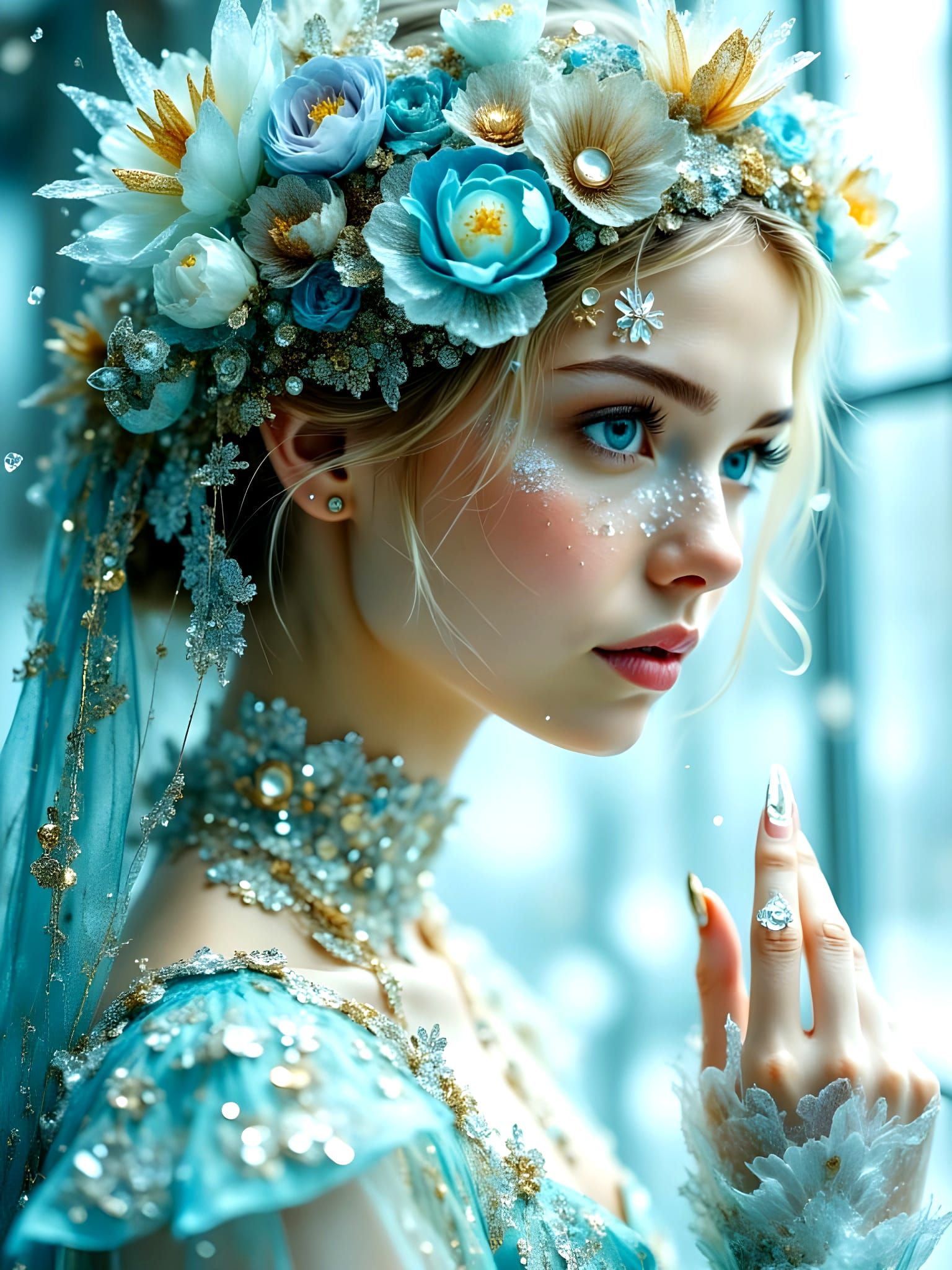 Ethereal Ice Fairy in a Spectacular Celestial Attire