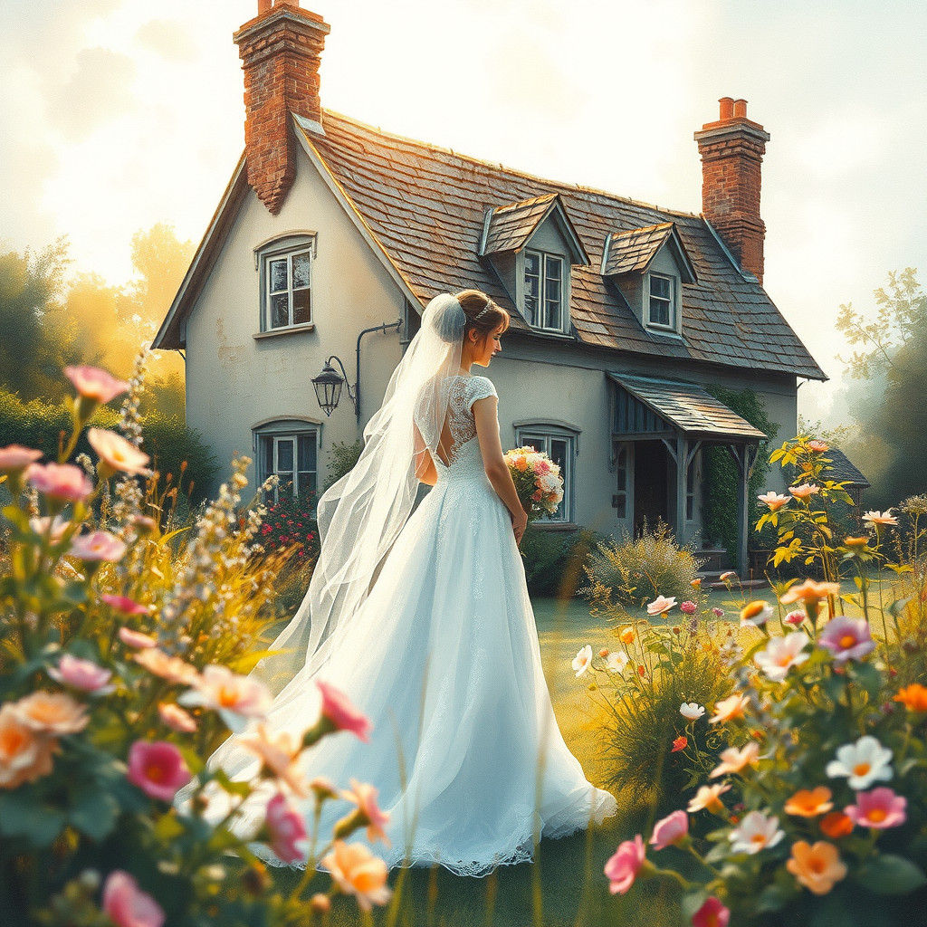 Whimsical Gouache: Bride in a Dreamy Garden