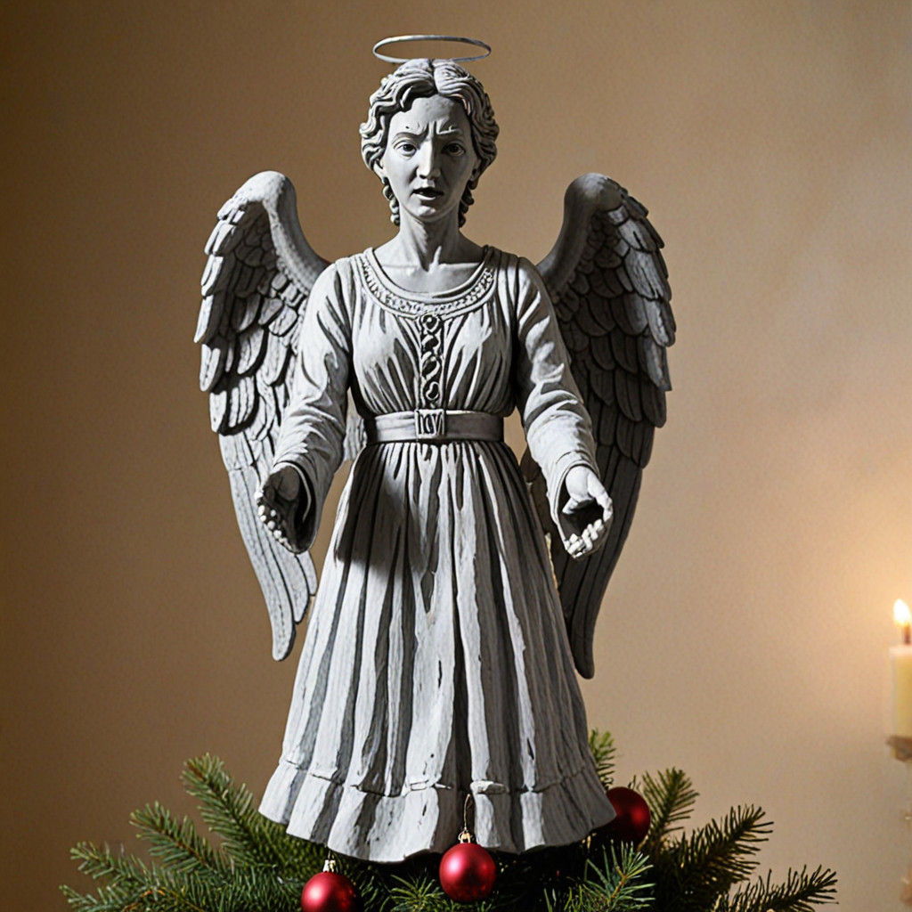 (The weeping angel from Doctor Who being used as a christmas...