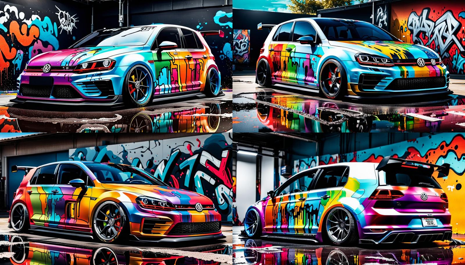 Custom Volkswagen GTI with Graffiti Art Background