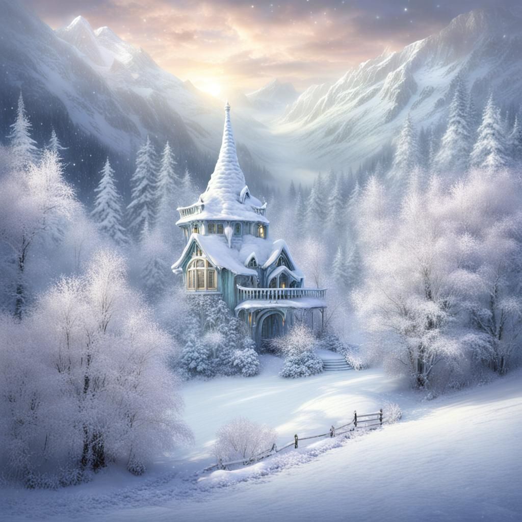 Ethereal Winter Wonderland Fantasy Landscape