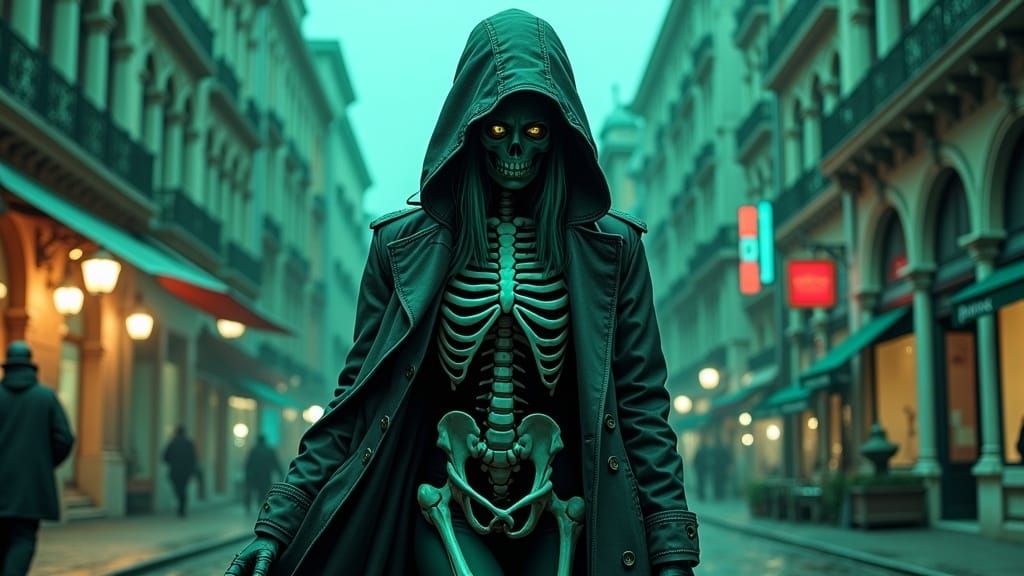 Lethal Magitek Assassin in Eldritch-Cyberpunk Style