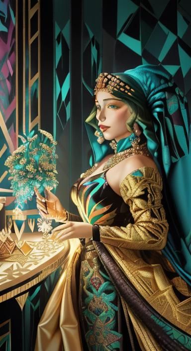 Opulent Russian Princess in Art Deco Style