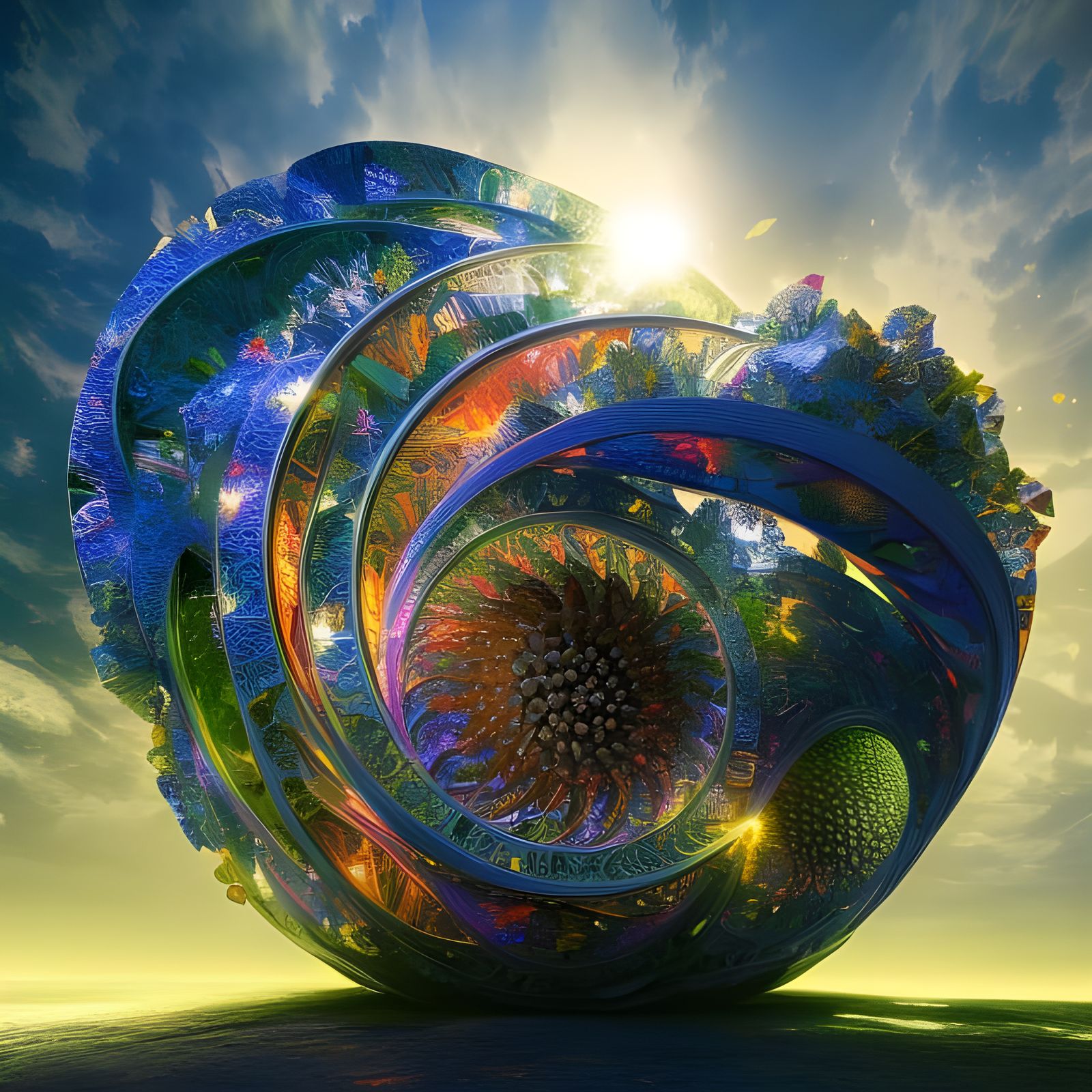 Geometric Abstract: Polychromatic Cycles in Hyperreal Style