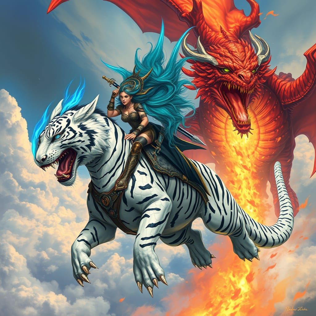 Valkyrie on Dragon Tiger Battles Red Dragon