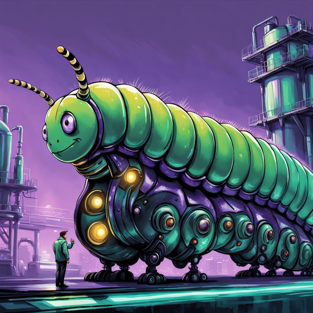 Industrial Caterpillar Concept Art in Copic Marker Style