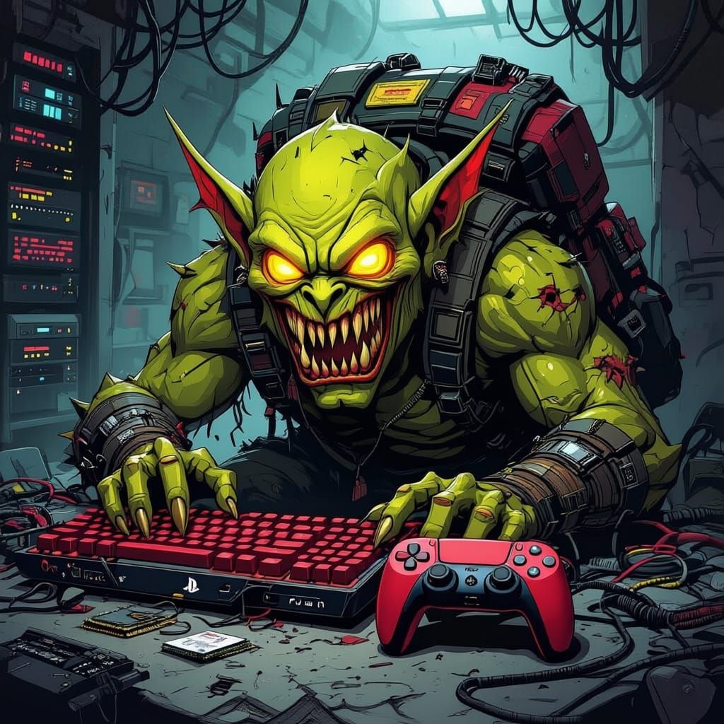 Grotesque Goblin with Tech Gear in Spawn Comic Style