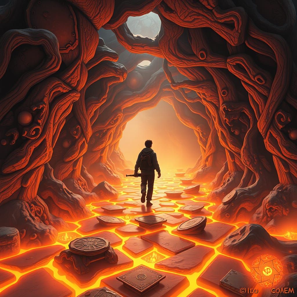 Wanderer in a Glowing Labyrinth