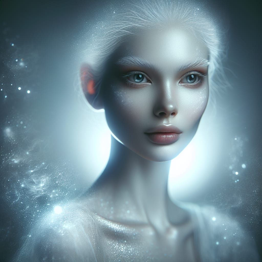 Ethereal Female Ghost Portrait with Unearthly Light