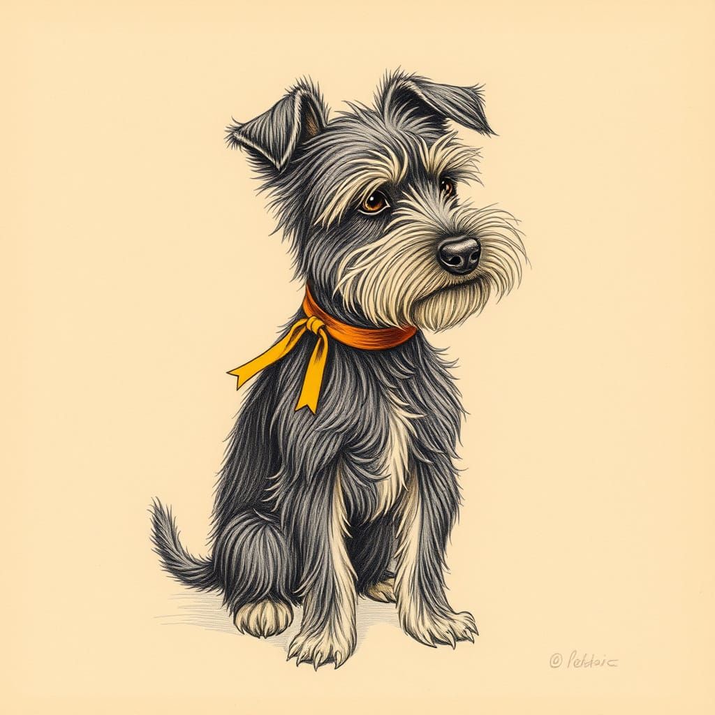 Hand-drawn Scruffy Terrier