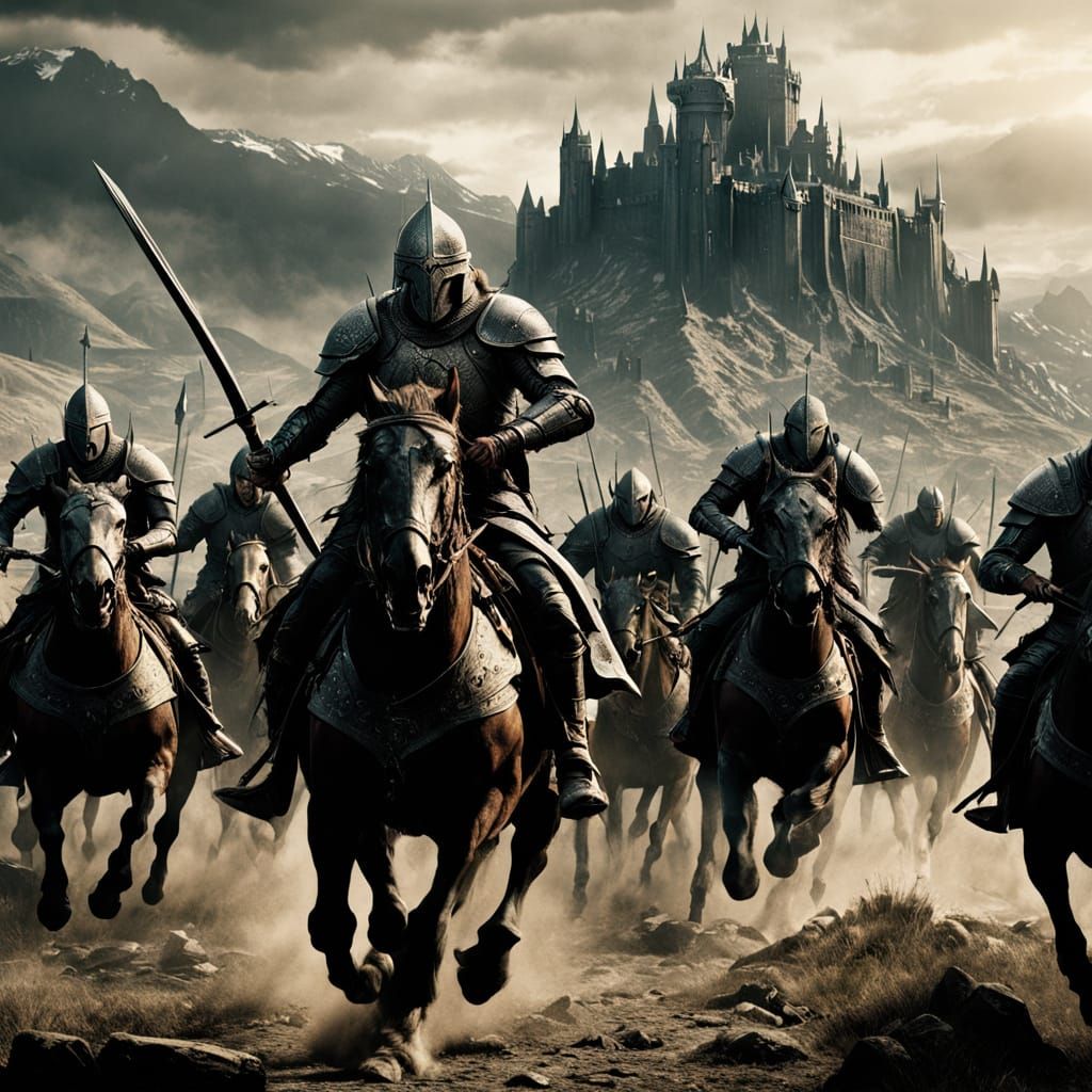 Epic Battle of Middle Earth Kingdoms in Gritty Cinematic Sty...
