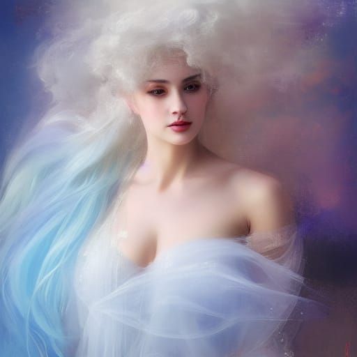 Ethereal Goddess of Clouds in Digital Art Style