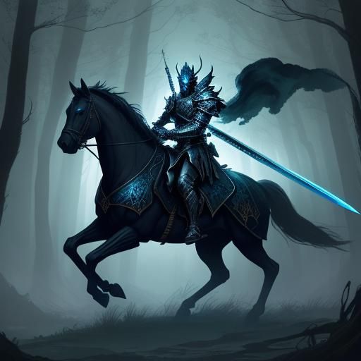 Dark Guardian in Mystical Forest: Dark Fantasy Art